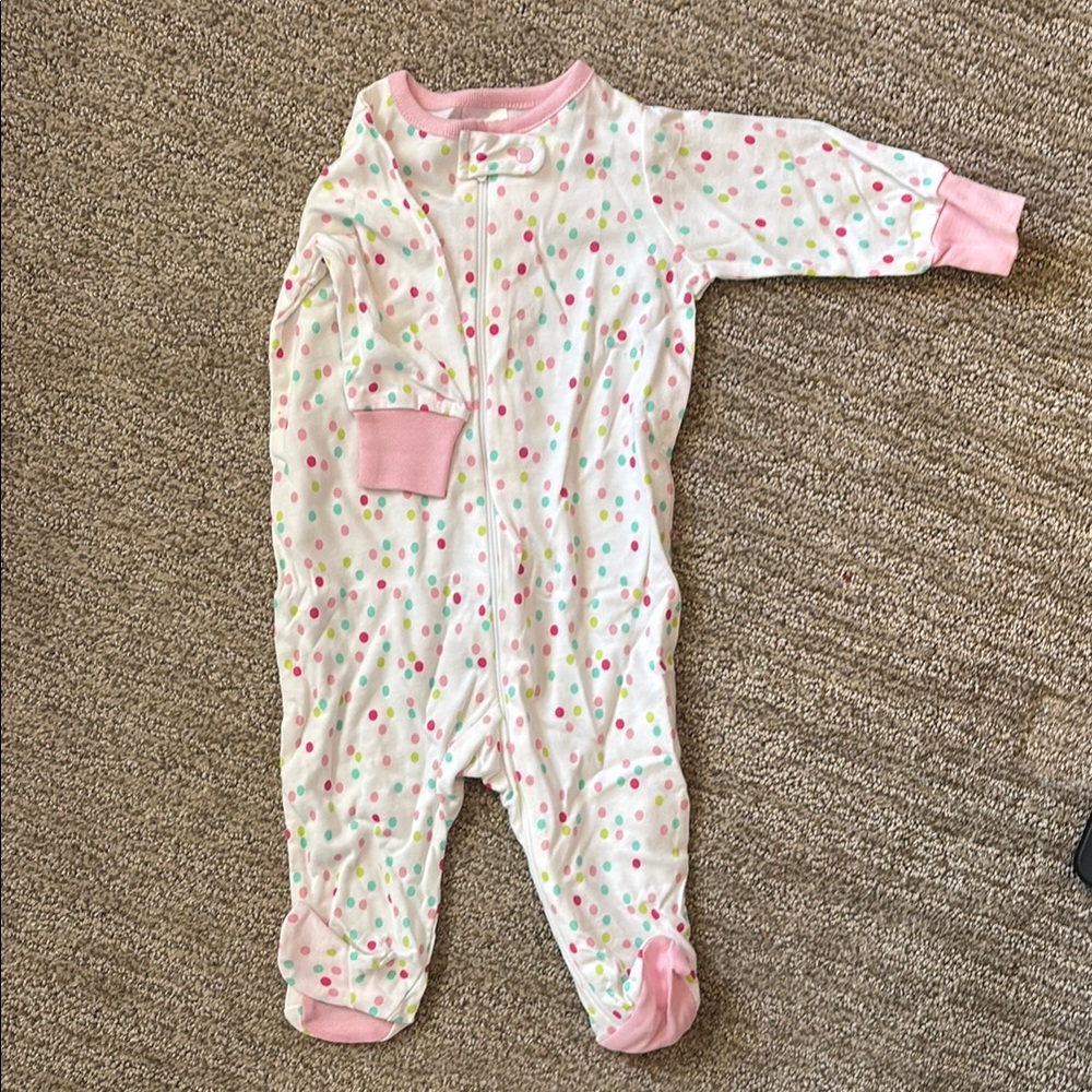 Pink Polka Dot Baby One-Piece Footed Pajamas